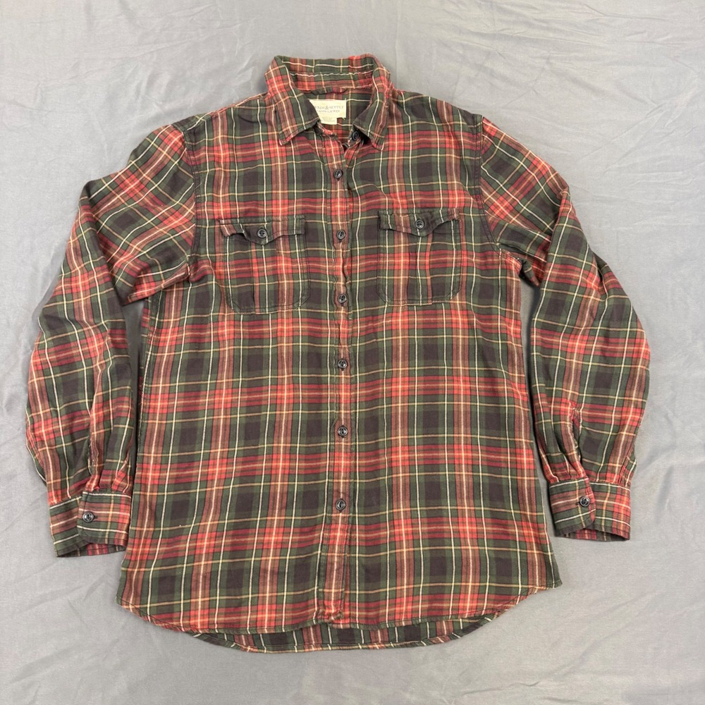 Denim & Supply Ralph Lauren Mens Plaid Flannel Shirt Green Red Cotton Medium